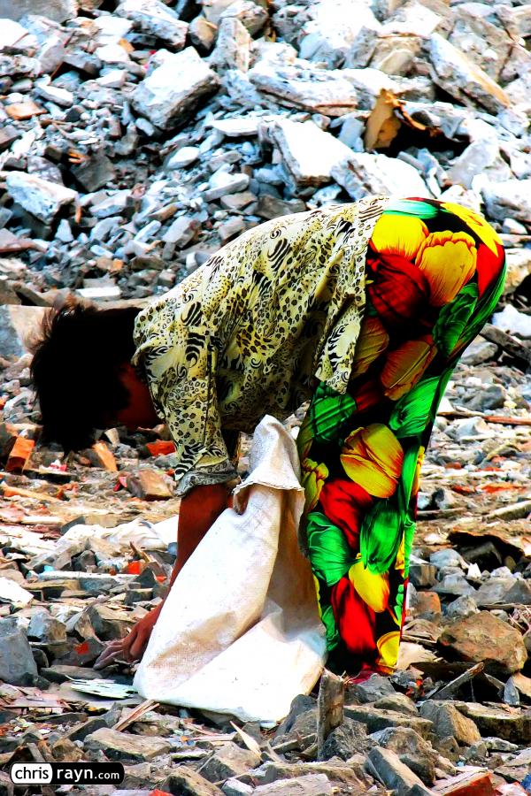 Scavengers are searching the remains of Shanghai's old town