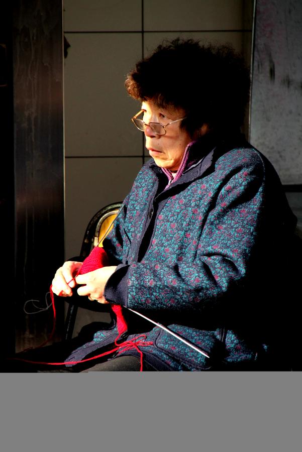 Knitting Grand Mother at Laoximen Reminiscing