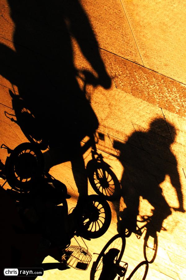 Riding a bike sets shadows in motion