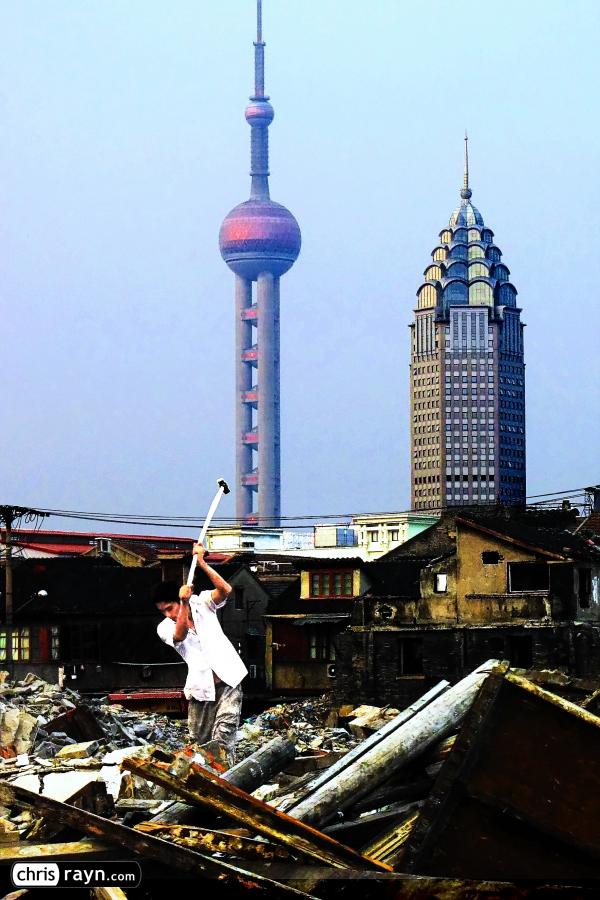 Shanghai's skyline is taking shape behind the old town