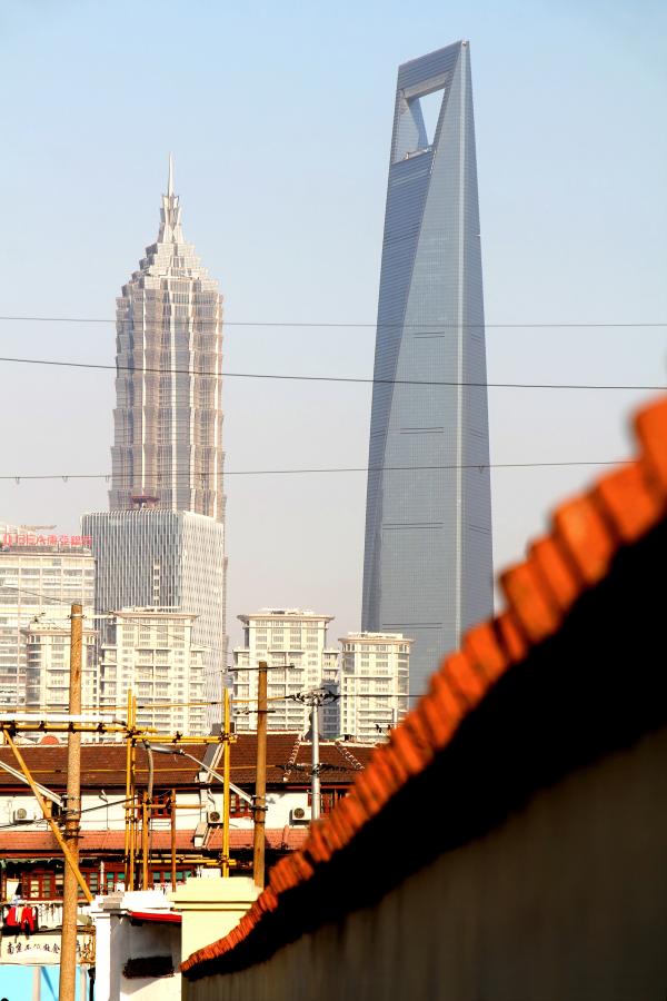 Shanghai Skyscrapers Emerging from Demolition Walls at Old T